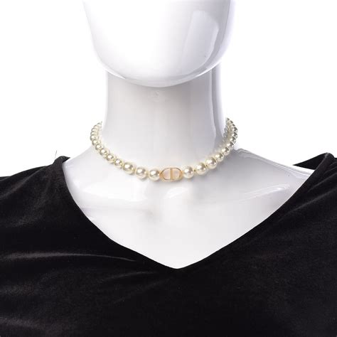 dior necklace pearl choker|christian Dior chunky necklace.